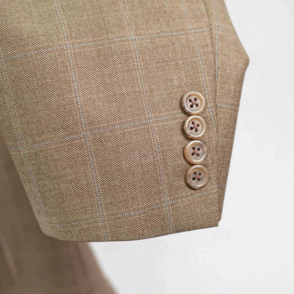 Jack Victor Wool Brown Sharkskin With‎ Blue Windowpane Blazer 40R Valutowood SPJ